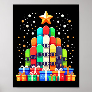 Affiche Arbre de Noël Snowboard Snowboard Snowboard Snowbo