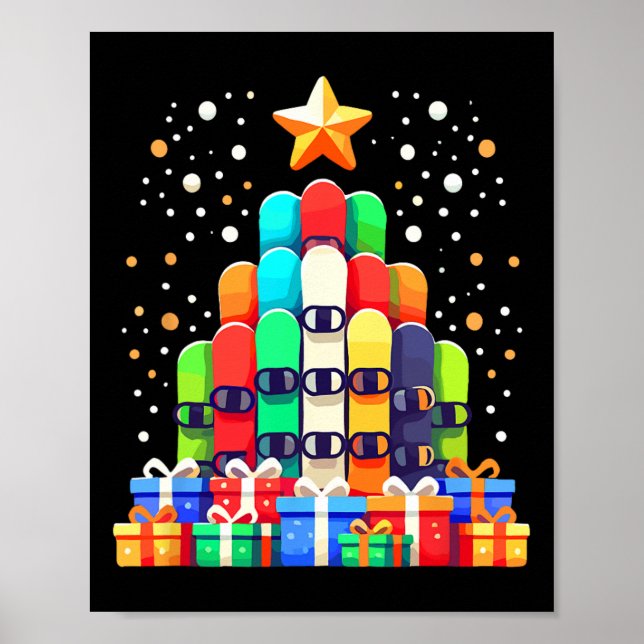 Affiche Arbre de Noël Snowboard Snowboard Snowboard Snowbo (Devant)