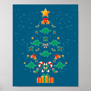 Affiche Arbre de Noël Stégosaure Dinosaure Noël Manches Lo