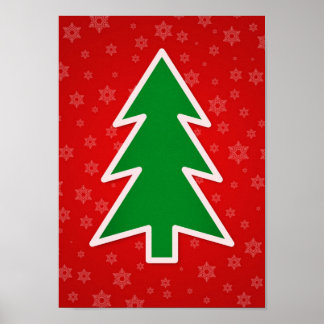 Affiche Arbre de Noël sur l'arrière - plan rouge