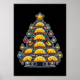 Affiche Arbre de Noël Taco - Foodie Drôle Nourriture de va