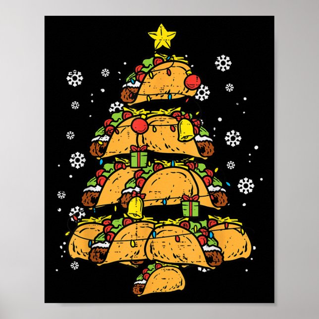 Affiche Arbre de Noël Taco Xmas Nourriture Mexicaine  (Devant)
