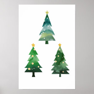 Affiche arbre de noël triple