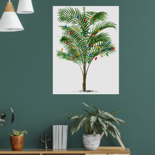 Affiche Arbre de Noël Tropical à Palmiers Fêtes de Fin d'A
