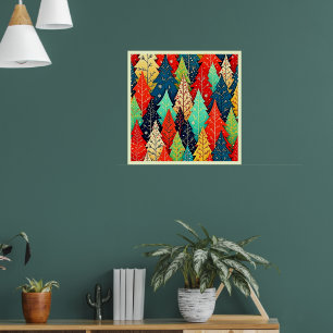 Affiche Arbre de Noël vibrant à motif d'art