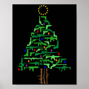 Affiche Arbre de Noël Xmas Patriotique 2ème Amendement Arm