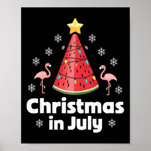Affiche Arbre de pastèque Noël en juillet Flamingo drôle X