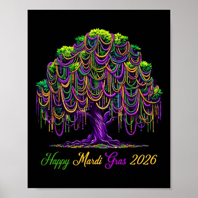 Affiche Arbre de perles de Mardi Gras 2026 Festival de Car (Devant)