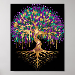 Affiche Arbre de perles Mardi Gras Carnaval La Nouvelle-Or
