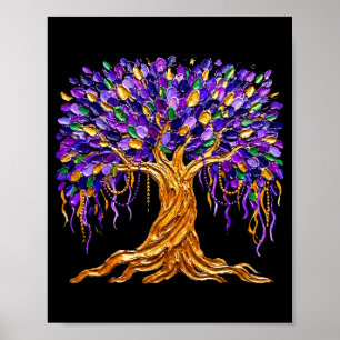 Affiche Arbre de perles Mardi Gras Carnaval Nouvelle-Orléa