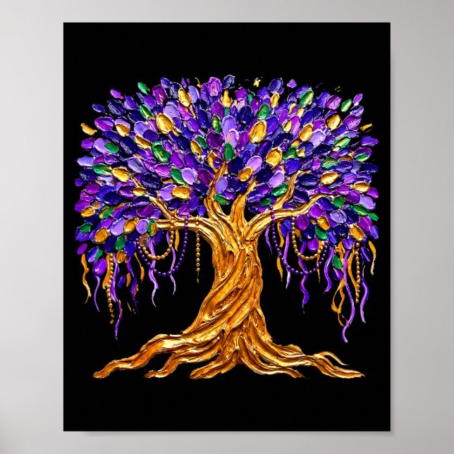 Affiche Arbre de perles Mardi Gras Carnaval Nouvelle-Orléa (Devant)