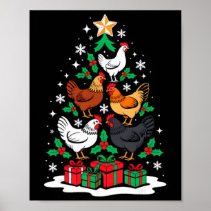 Affiche Arbre de poulet Noël Amant de poulet Xmas Équipe M