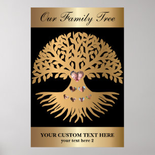 Affiche Arbre de réunion familiale avec photos et coeurs