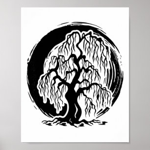 Affiche Arbre de saule pleureur de pleine conscience Médit