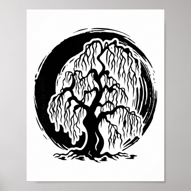 Affiche Arbre de saule pleureur de pleine conscience Médit (Devant)
