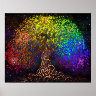 Affiche Arbre de vie arc-en-ciel