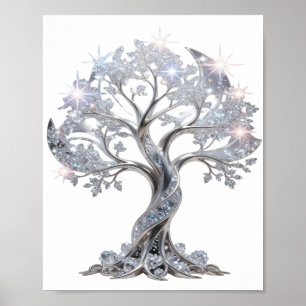 Affiche Arbre de vie argenté Classique