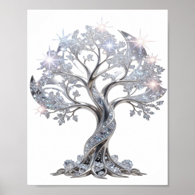Affiche Arbre de vie argenté Classique (Devant)