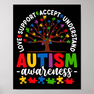 Affiche Arbre de Vie Autisme Sensibilisation Amour Accepta