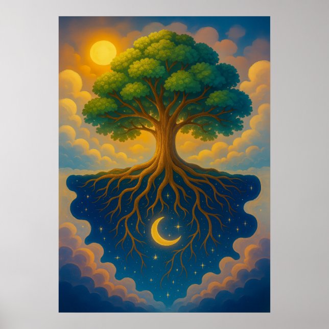 Affiche Arbre de vie avec Imaginaire de soleil et de lune (Devant)