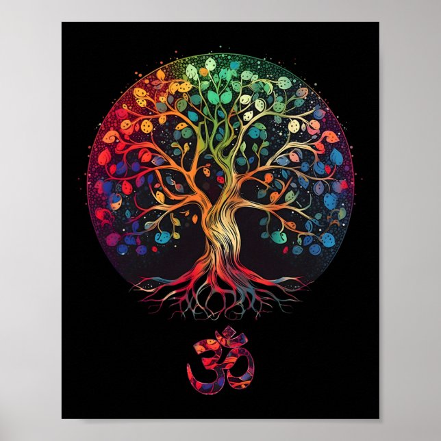 Affiche Arbre de vie avec symbole Om Yoga  (Devant)