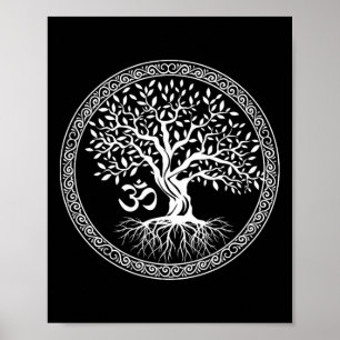 Affiche Arbre de vie avec symbole Om Yoga Zen Méditation S