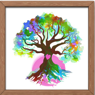 Affiche Arbre de vie Coeur rose