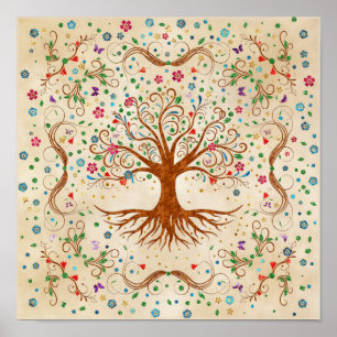 Affiche Arbre de vie coloré - Yggdrasil