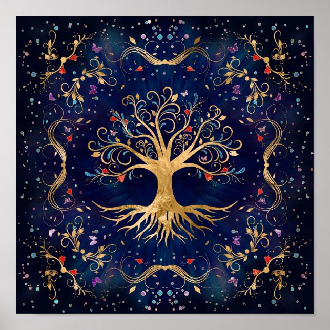 Affiche Arbre de vie coloré - Yggdrasil (Devant)