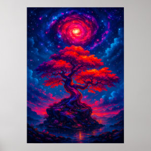 Affiche Arbre de vie cosmique sous l'Imaginaire du ciel de