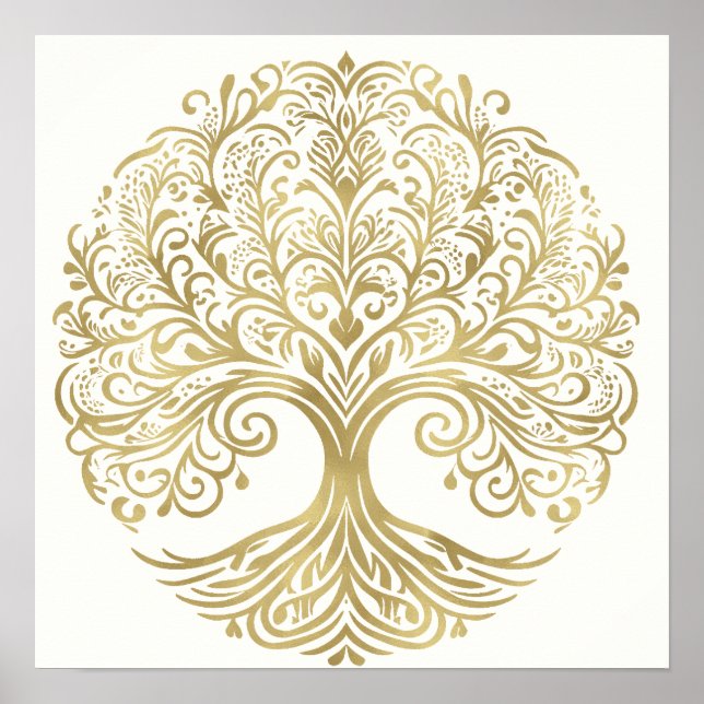 Affiche Arbre de Vie Crème et Or Mariage Celtique (Devant)