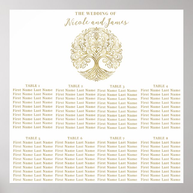 Affiche Arbre de Vie Crème Or Chaise Mariage Celtique (Devant)