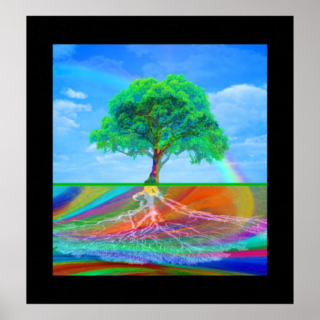 Affiche Arbre de vie et Arc-en-ciel (Devant)