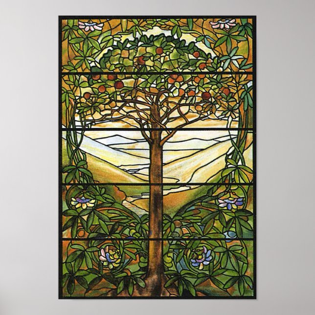 Affiche Arbre de vie/Fenêtre en verre tendu Tiffany (Devant)