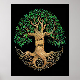 Affiche Arbre de vie personnalisable Coeur sculpté avec de