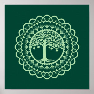 Affiche Arbre de vie (vert) Mandala Print