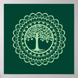 Affiche Arbre de vie (vert) Mandala Print