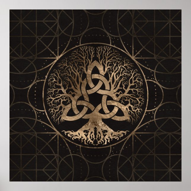 Affiche Arbre de vie - Yggdrasil avec Triquetra (Devant)