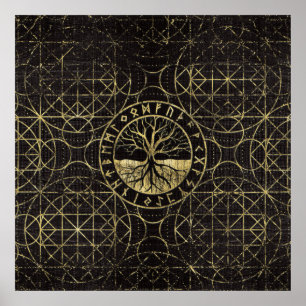 Affiche Arbre de vie - Yggdrasil et Runes