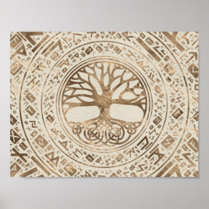 Affiche Arbre de vie - Yggdrasil Runic Motif