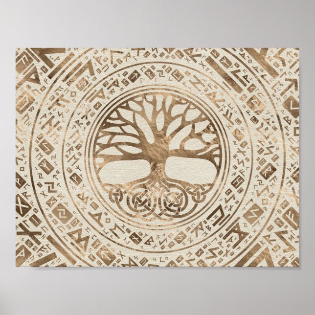 Affiche Arbre de vie - Yggdrasil Runic Motif (Devant)