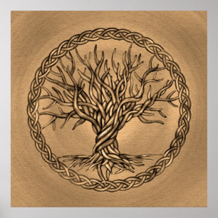 Affiche Arbre de vie -Yggdrasil -Sepia Canvas