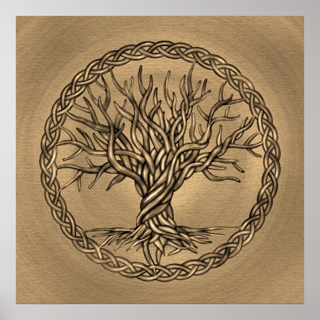 Affiche Arbre de vie -Yggdrasil -Sepia Canvas (Devant)