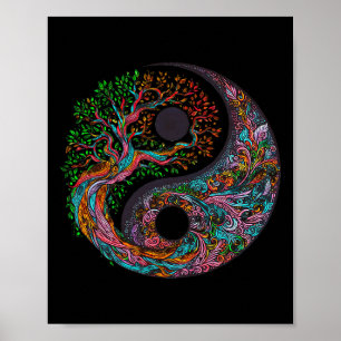 Affiche Arbre de vie Yin Yang symbole taoïste méditation d