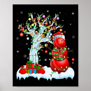 Affiche Arbre d'éclairage de Noël Bonhomme de neige drôle