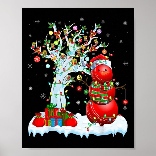 Affiche Arbre d'éclairage de Noël Bonhomme de neige drôle  (Devant)