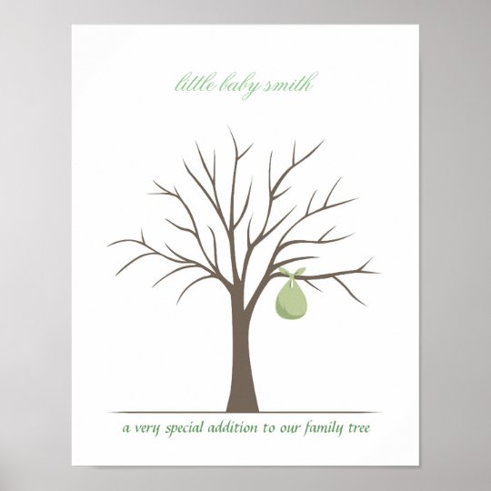 Affiche Arbre D Empreinte Digitale De Bebe Vert Zazzle Fr