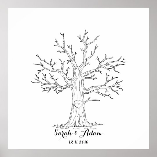 Affiche Arbre D Empreinte Digitale De Mariage Un Grand Zazzle Fr