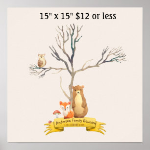 Affiche Arbre d'empreintes digitales Baby Shower Animaux d