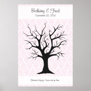 Affiche Arbre d'empreintes digitales C avec Damask Pink1 -